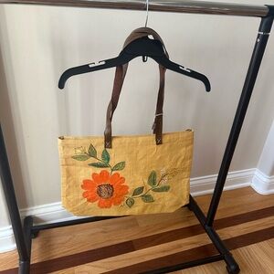 Hand painted raffia bag